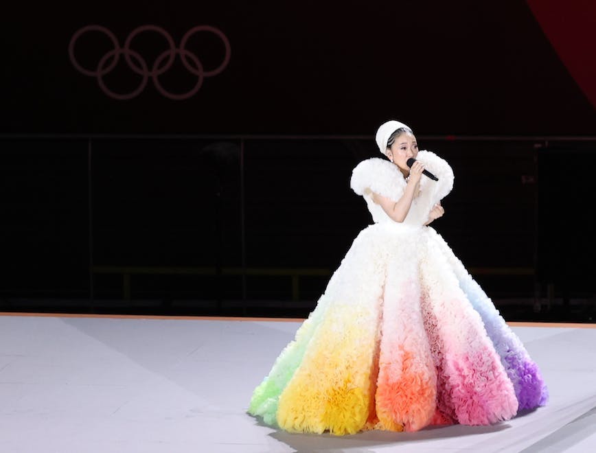 tokyo 2020 summer olympics torch relay olympic games clothing apparel evening dress gown fashion robe female person human