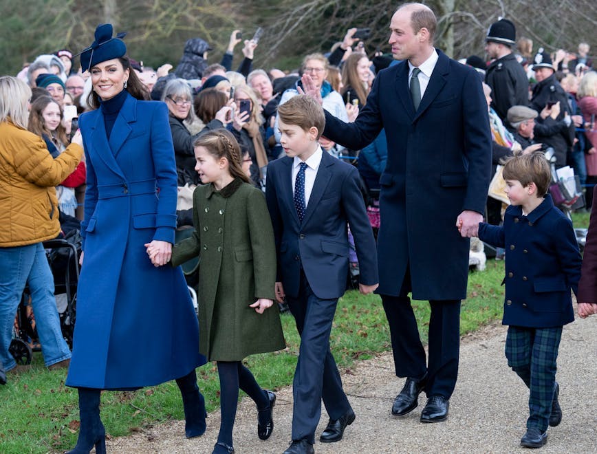 Prince William, Princess William and their three children on Christmas Day.