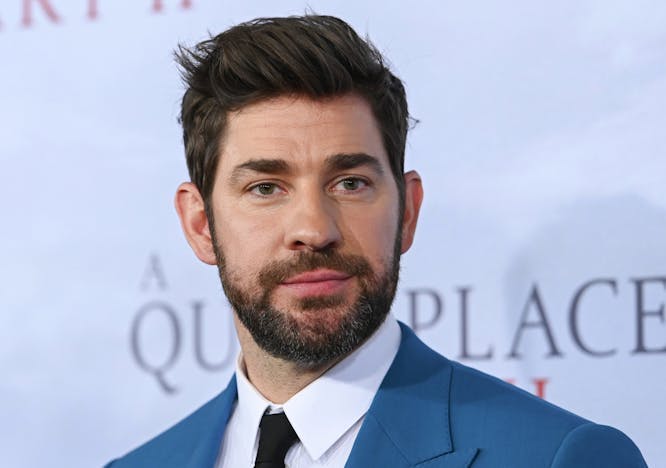 a quiet place movie ii,red carpet,black neck tie new york face person human tie accessories suit clothing coat overcoat beard