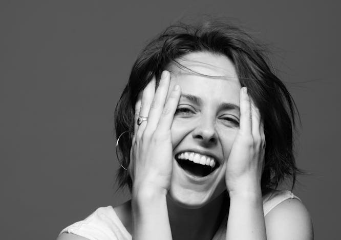 face person human laughing smile female