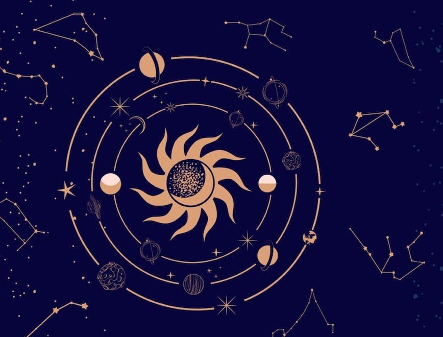 Astrology zodiac chart on a blue backgroud