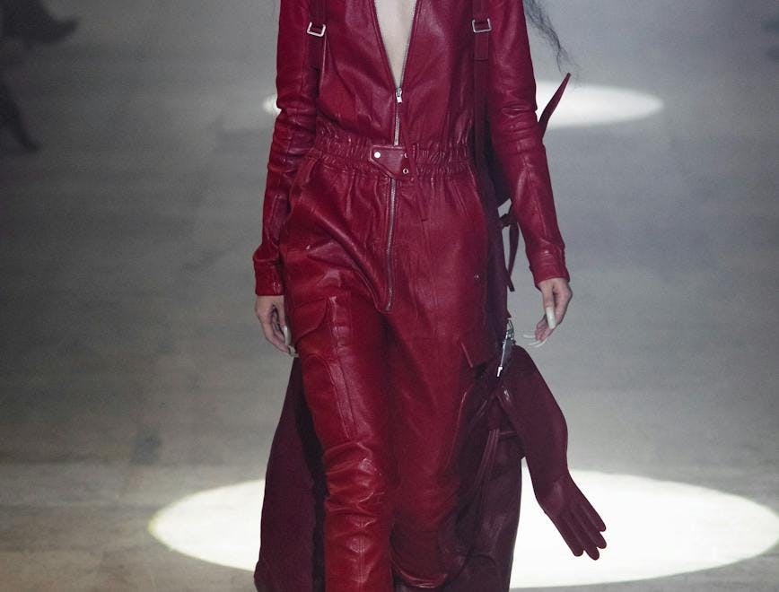 clothing apparel coat overcoat runway person human