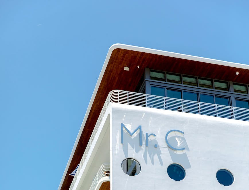 The exterior of Mr. C hotel in Miami's Coconut Grove