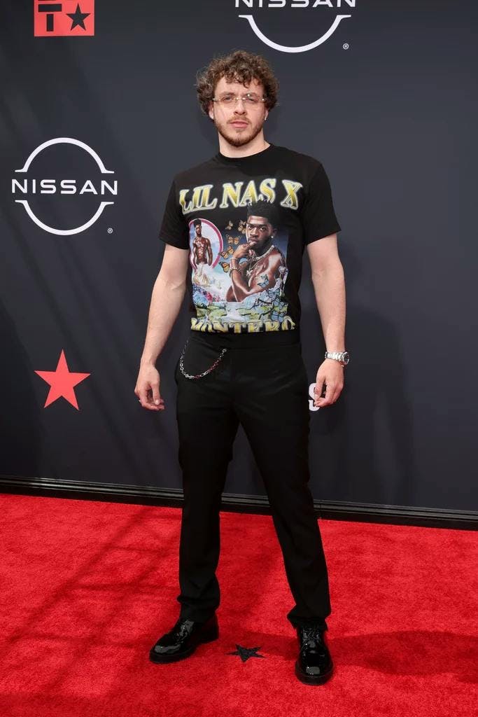 Jack Harlow in a Lil Nas X t-shirt at the 2022 BET Awards.