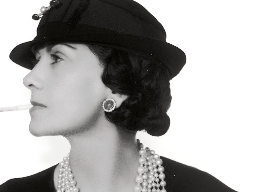 Coco Chanel black and white photo