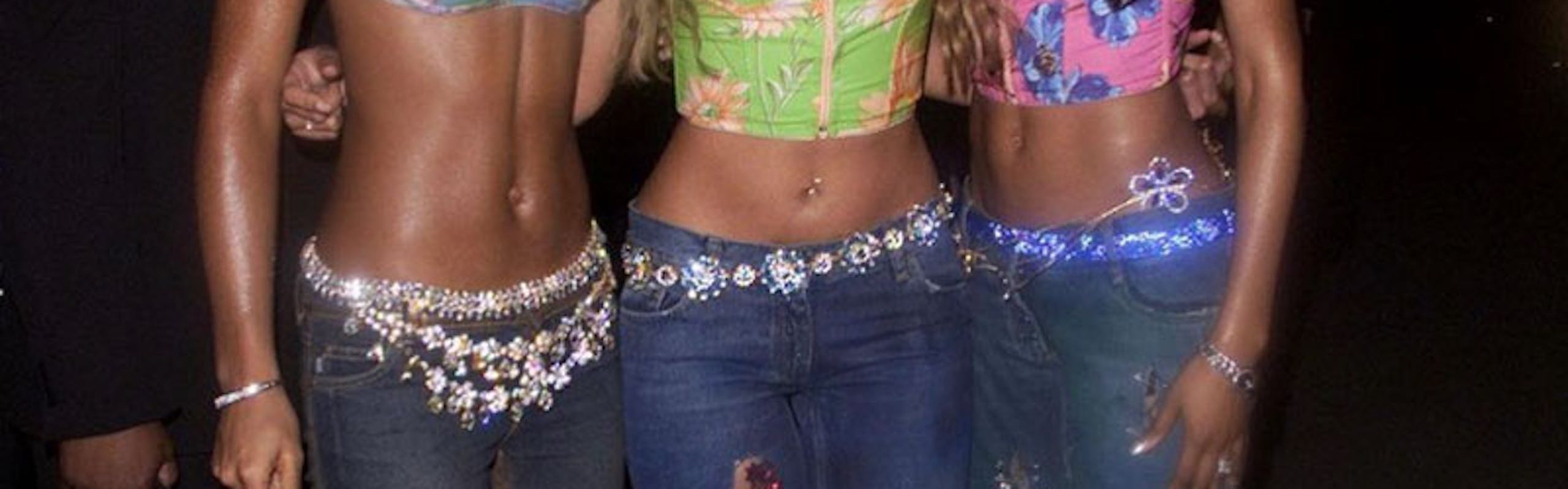 destiny's child girls in crop tops and embellished and bedazzled jeans