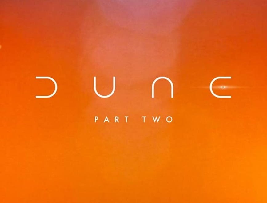 An orange Dune: Part Two movie poster. 