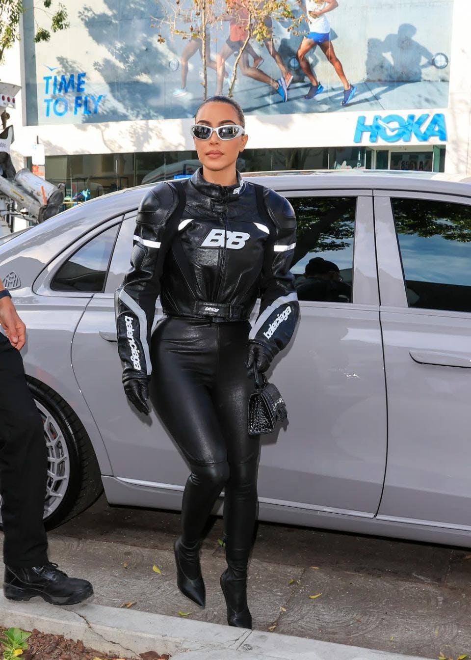 Kim Kardashian in a Balenciaga biker jacket