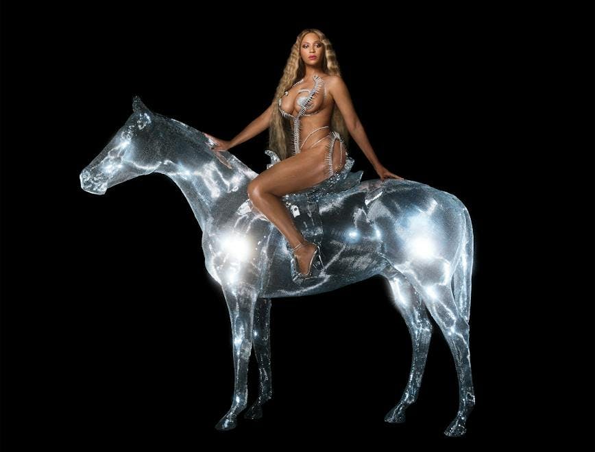 Beyoncé on a silver horse
