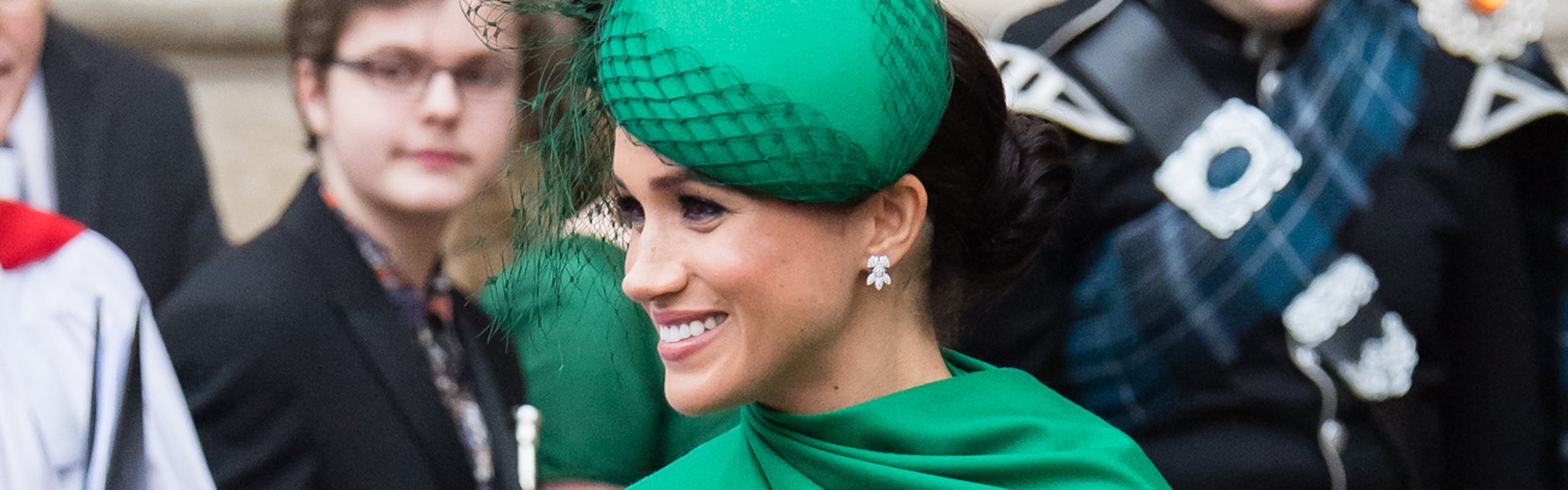 Meghan Markle wearing an all green ensemble for Commonwealth day