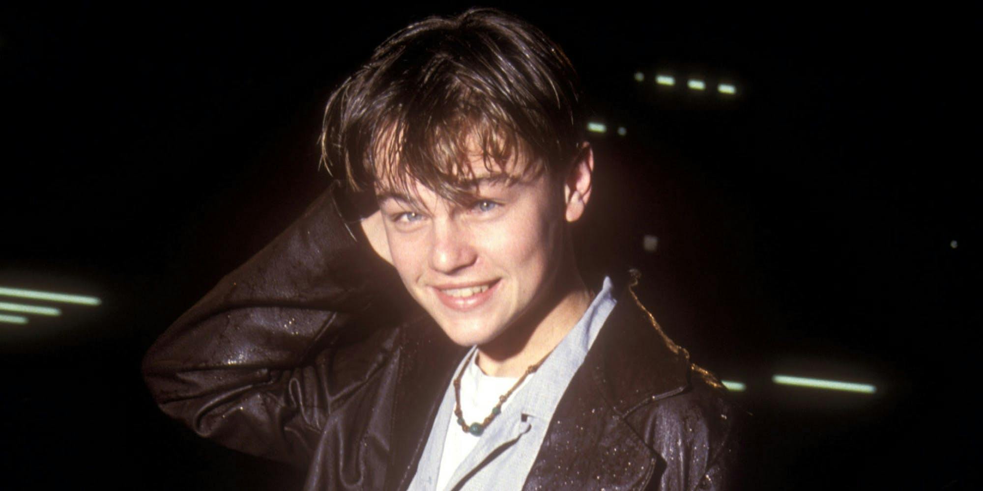 Young Leonardo DiCaprio poses for a photo.
