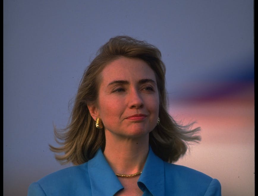 Hillary Rodham Clinton at airport, 1992.