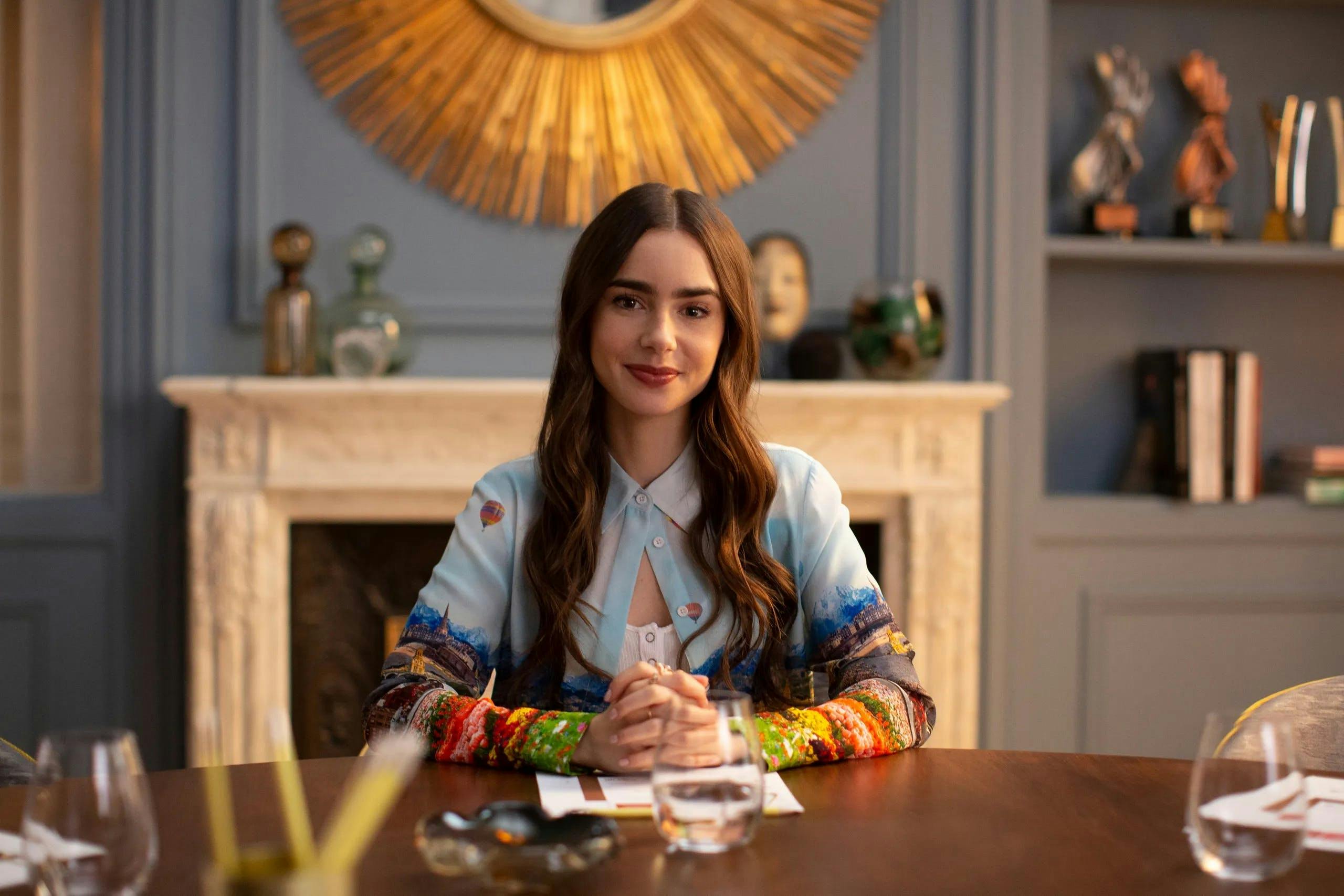 Lily Collins as Emily Cooper in Emily in Paris.