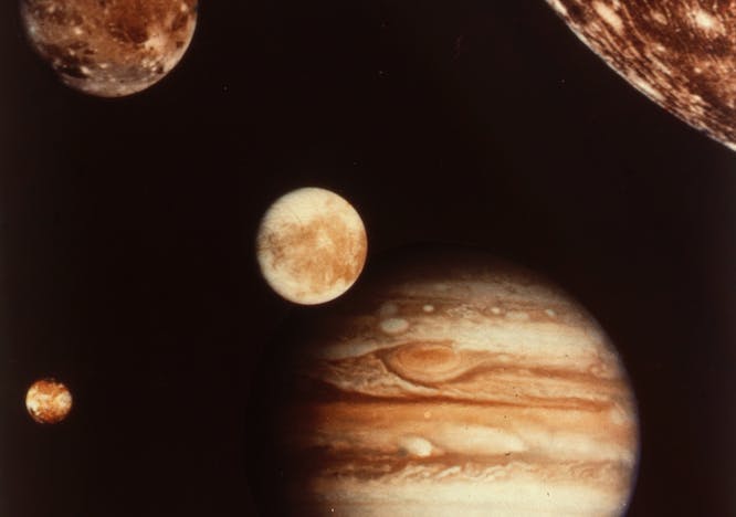 Jupiter and its moons.