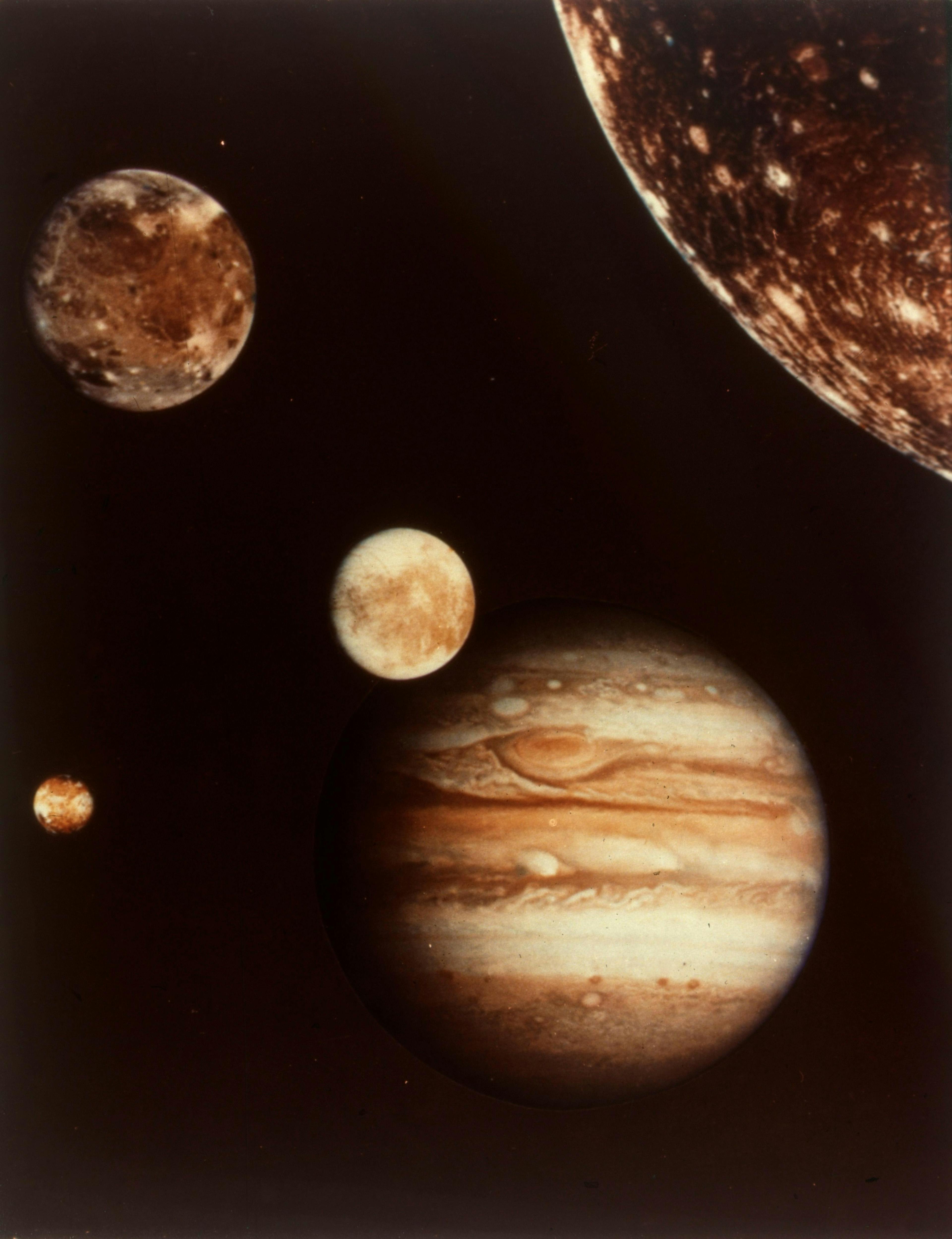 Jupiter and its moons.