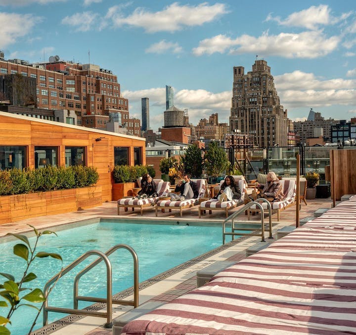 Rooftop pools in NYC include Soho House.