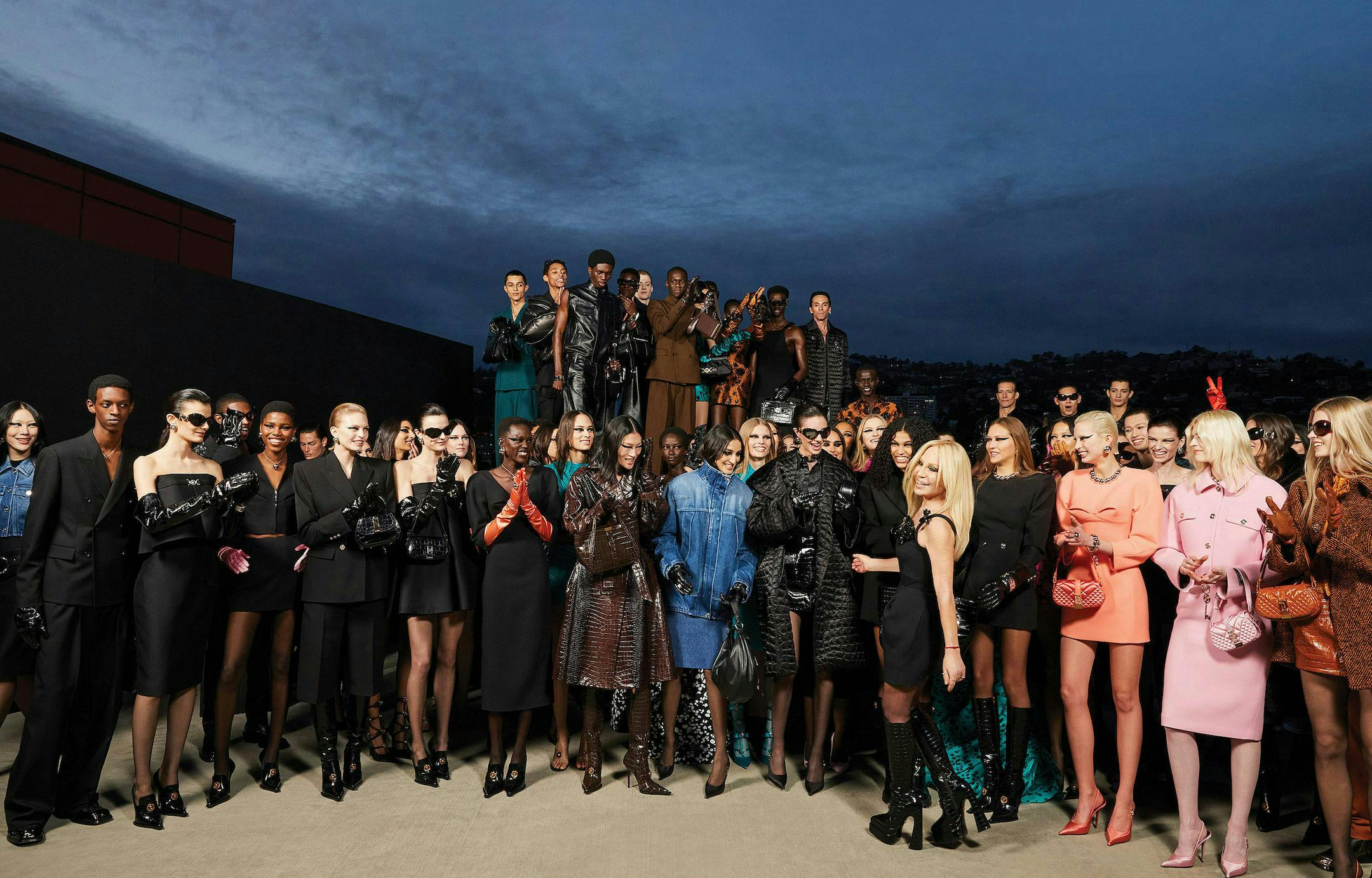 Donatella Versace after her LA Versace show with other celebrities.