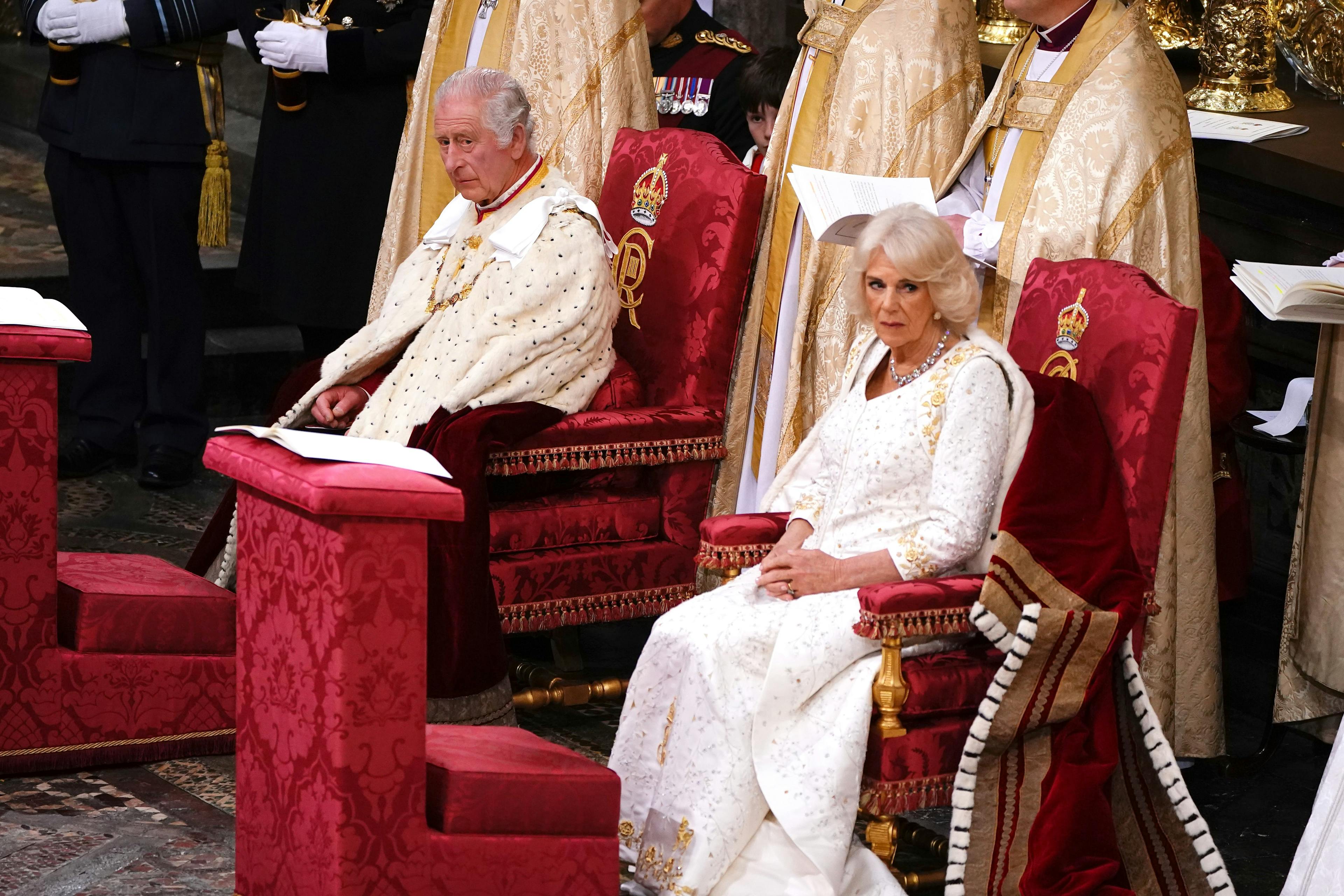King Charles and Queen Camilla getting crowned.