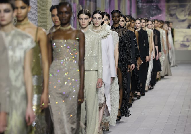 Models walking the Dior runway.