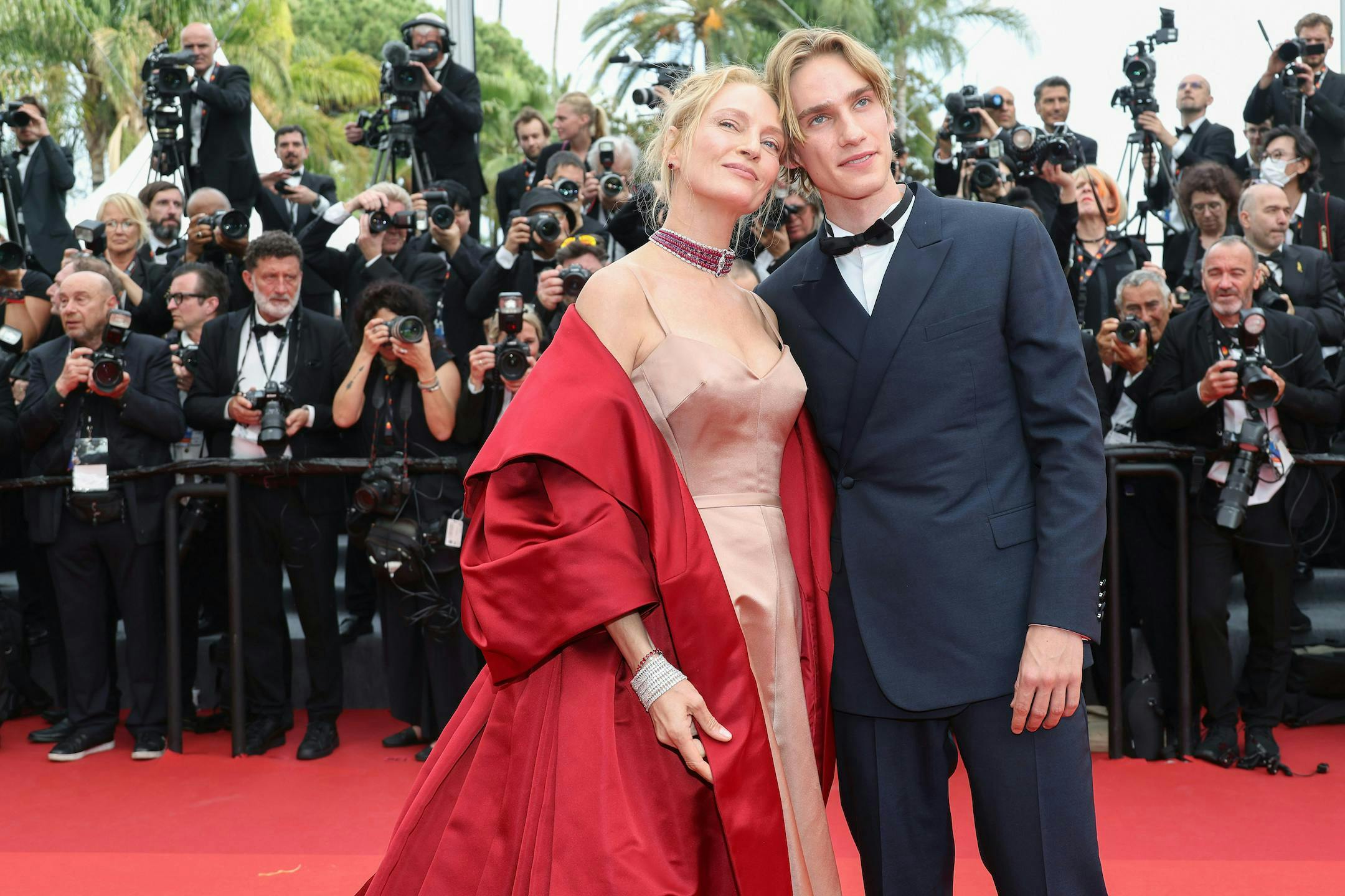 Uma Thurman and Levon Hawke at the 2023 Cannes Film Festival.