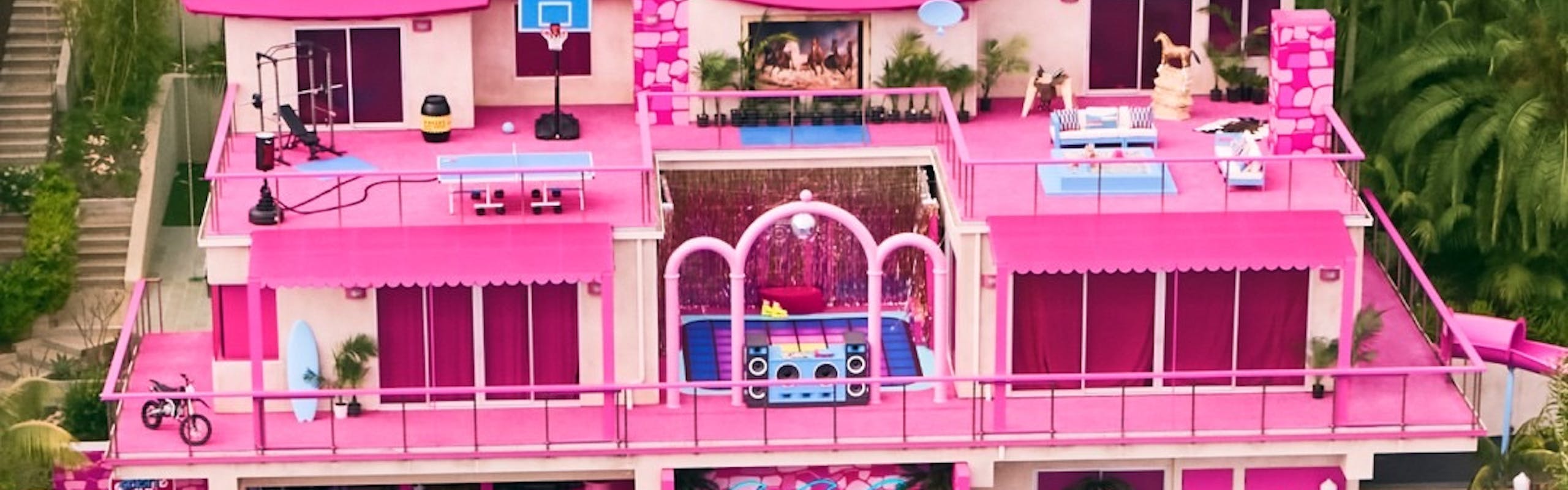 Barbie Malibu DreamHouse on Airbnb, hosted by Ken (Ryan Gosling) to promote new Barbie film.