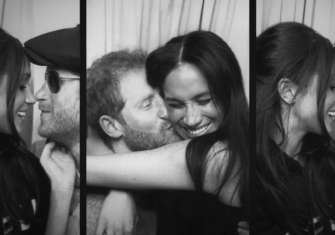 Prince Harry and Meghan Markle in a photo booth.