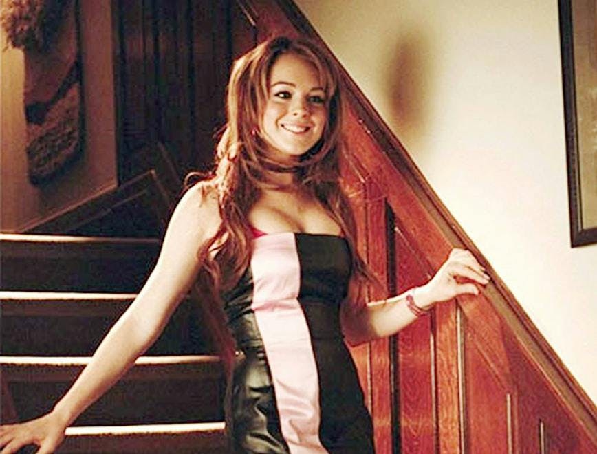 Lindsay Lohan best on screen fashion moments, her in a mini dress.