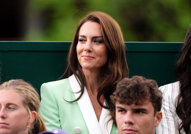 Princess Kate in a green blazer Wimbledon celebrity spotting.