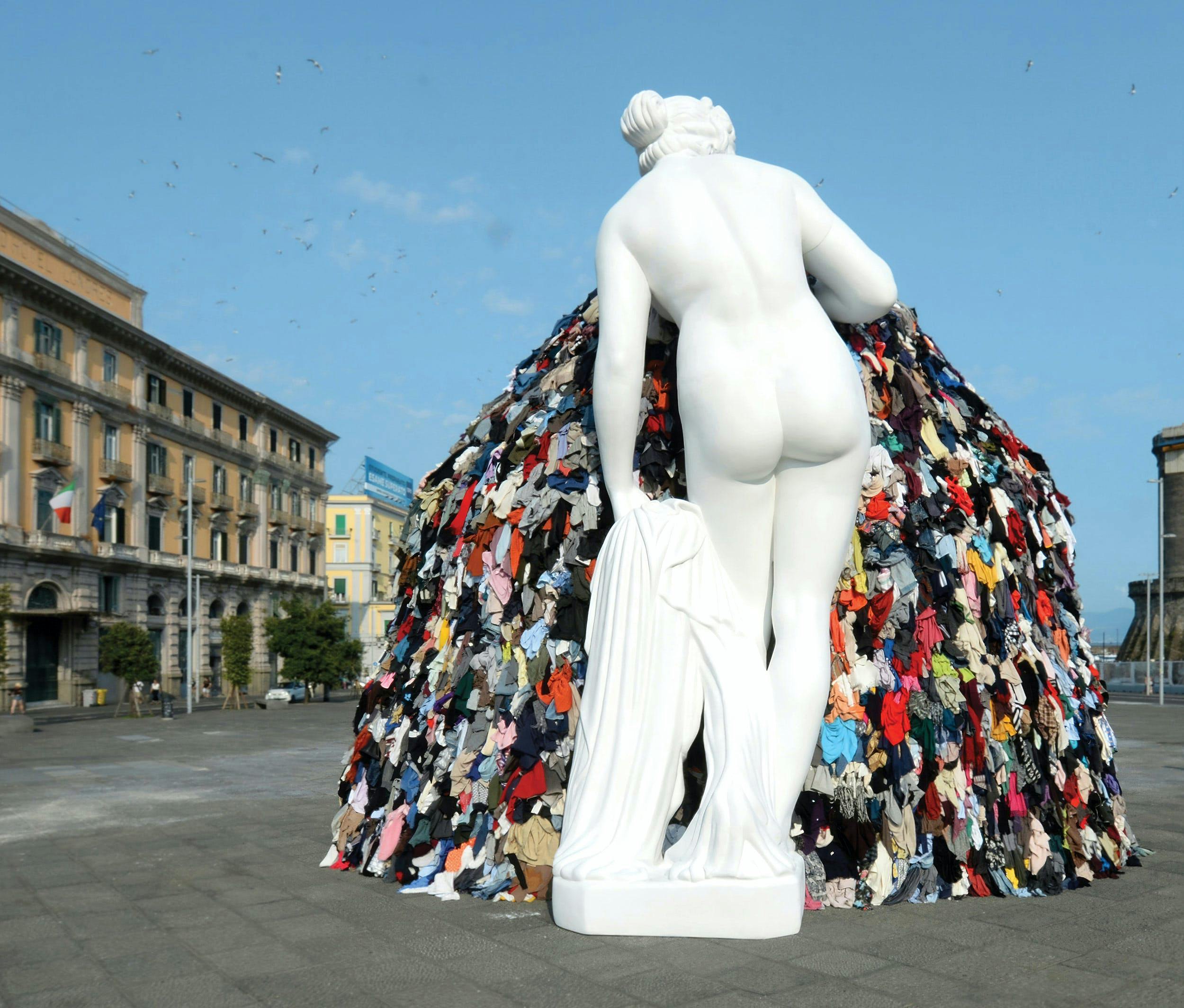 Art installation, rags, colorful, artist installation in Italy