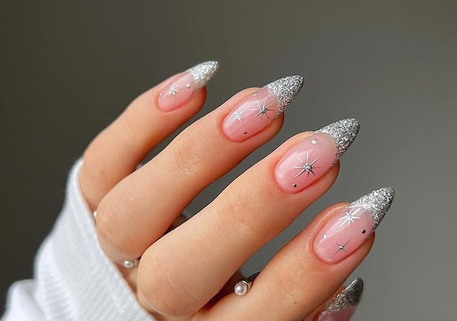 sequin tipped winter nail designs