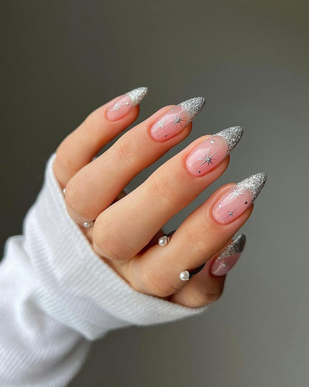 sequin tipped winter nail designs