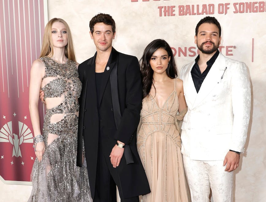 the cast of ballad of songbirds and snakes at la premiere