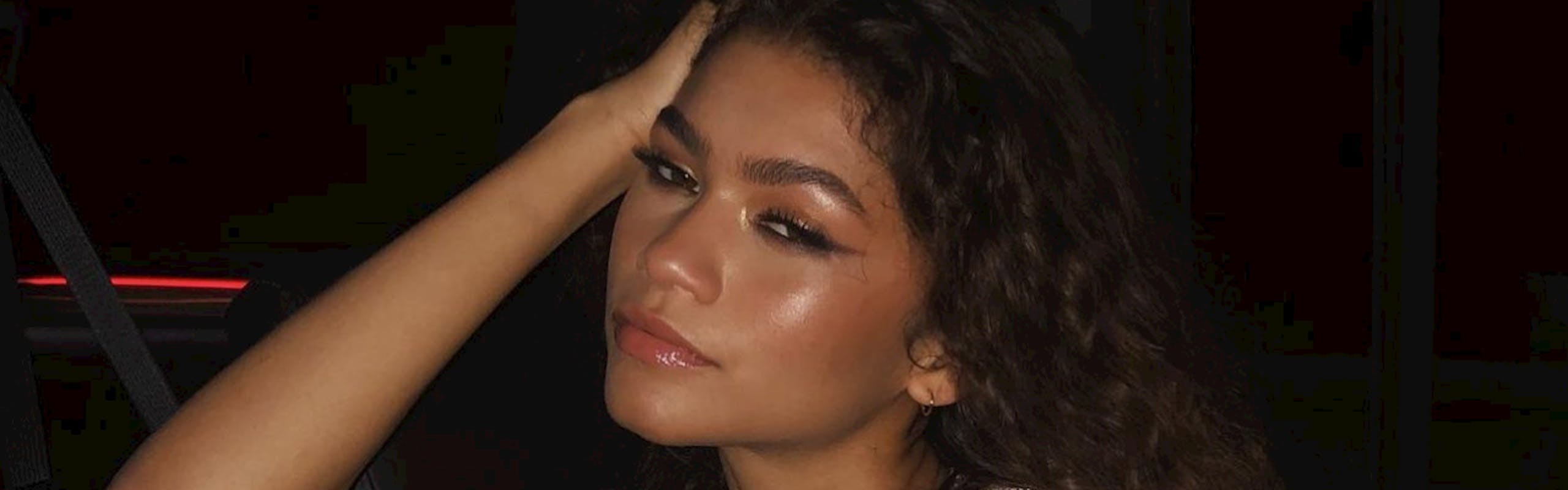 closeup photo of zendaya with brown eyeliner and makeup