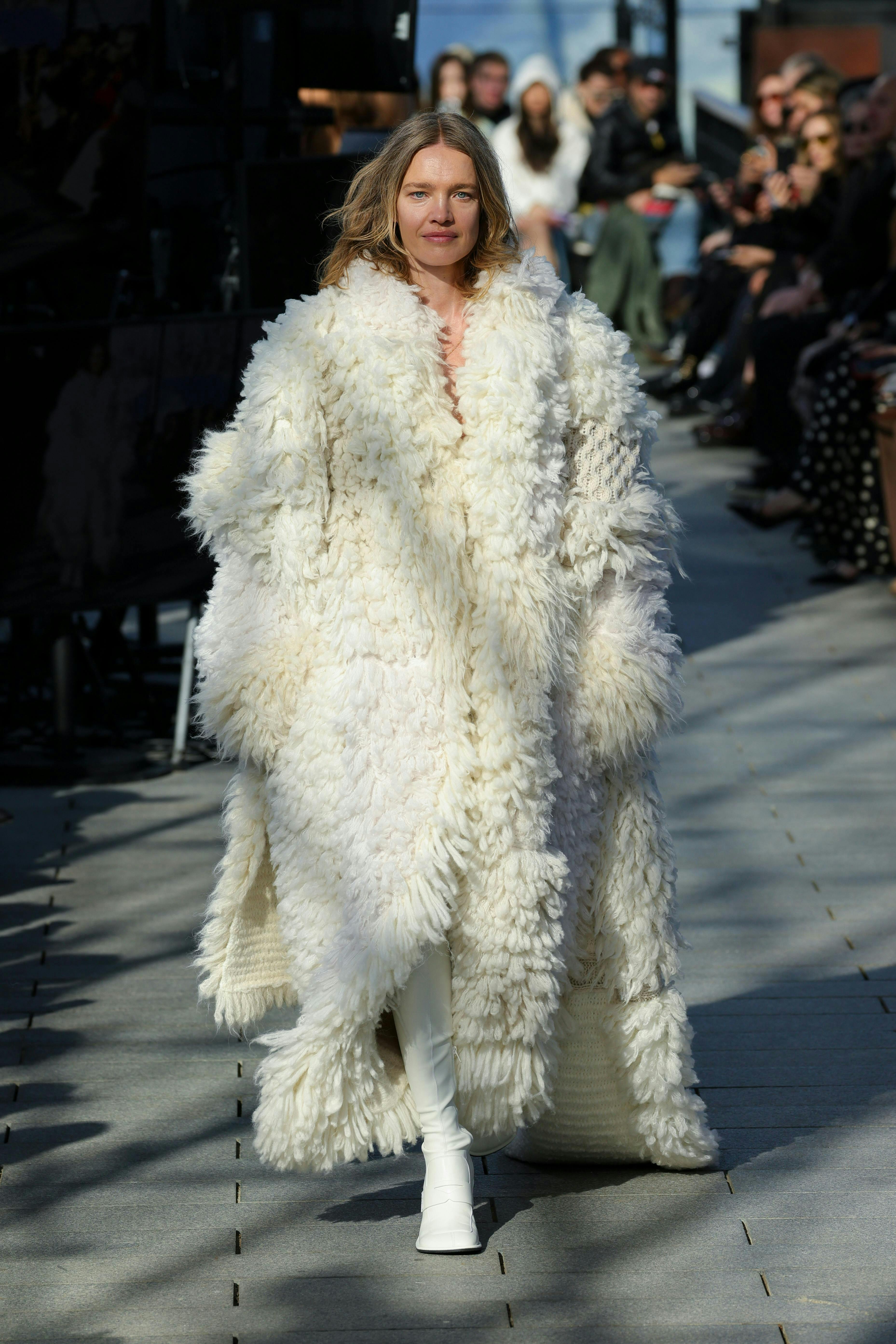paris fashion clothing coat fur adult female person woman face lady